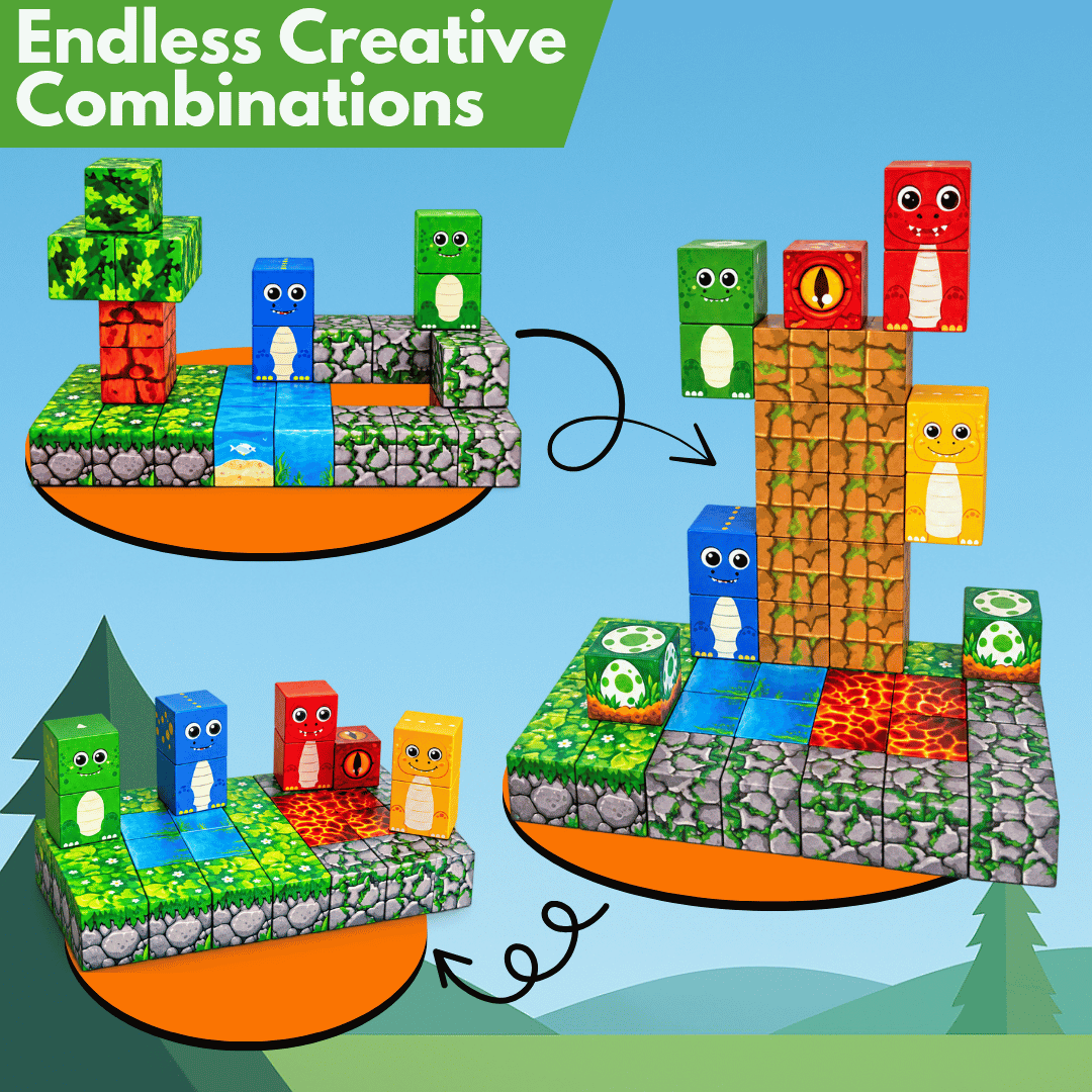 Dinosaur Land Build A World Magnets